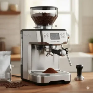 Breville Barista Pro, one of the best espresso machine under 1000 dollars with a built-in coffee bean grinder.