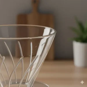 Detailed shot of the durable, heat-resistant borosilicate glass coffee filter material.