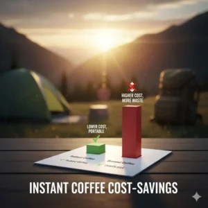 Chart comparing the cost and value of several brands of the best instant coffee for camping versus ground coffee.