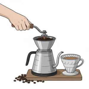 Freshly grinding whole coffee beans using the best coffee grinder under 100 for a perfect pour-over.