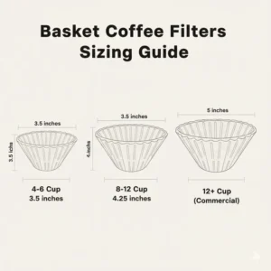 A chart illustrating common coffee filters sizes for automatic basket-style drip coffee makers.