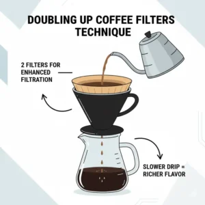How to use the double stacking method when comparing the results of 2 coffee filter vs 4 layers.