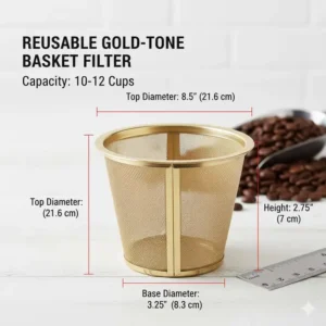 A permanent metal mesh filter available in various reusable basket coffee filter sizes.