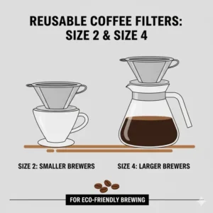 Sustainable and eco-friendly reusable metal versions of coffee filters 2 vs 4.