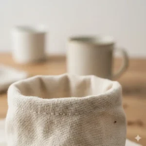 Close-up texture of an organic cotton cloth filter, often rated among the best coffee filters for drip.
