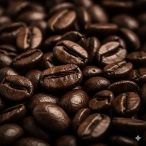 A macro shot showing the oily texture of the best italian espresso beans after a dark roast process.