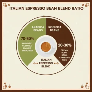 A visual breakdown of Arabica and Robusta percentages in the best italian espresso coffee beans.