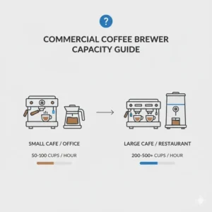 An infographic displaying the cup-per-hour output for the best commercial coffee maker in high-volume settings.