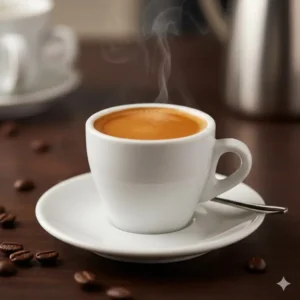 A fresh cup of coffee with thick crema made from the best italian espresso beans.