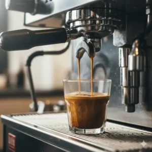 A professional machine extracting a perfect shot of the best italian espresso.