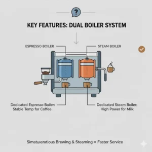 A detailed look at the dual boiler system inside the best commercial coffee maker for temperature stability.