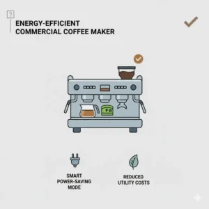 An illustration highlighting the energy-saving features of the best commercial coffee maker to reduce costs.