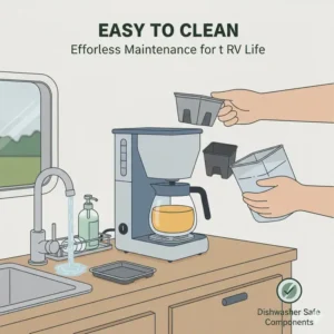 Showing the easy-to-clean components of the best coffee maker for motorhome for effortless maintenance.