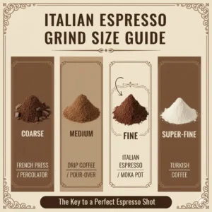 A guide to the perfect fine grind setting for the best italian espresso coffee beans.