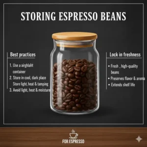 Proper storage in an airtight container to maintain the flavor of the best espresso beans for espresso machine.