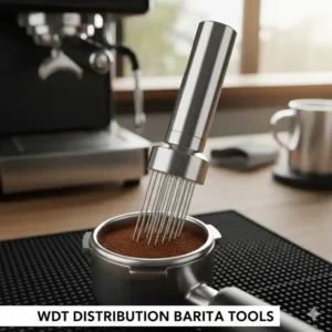 A Weiss Distribution Technique (WDT) needle tool, a modern barista tools for perfect espresso distribution.
