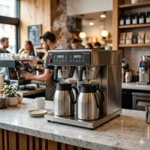 A high-capacity dual airpot best commercial coffee brewer designed for high-traffic environments.