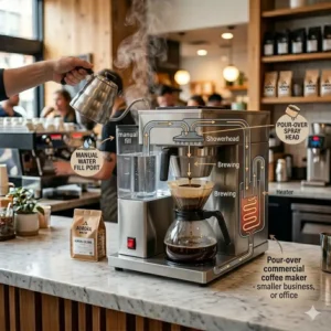 A manual-fill pour-over best commercial coffee brewer ideal for small businesses or office breakrooms.