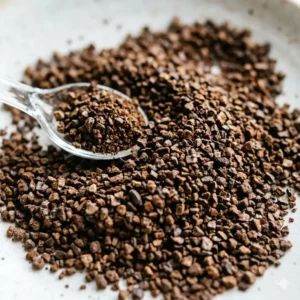 A macro shot showing the sea salt texture of the best grind for pour over coffee.