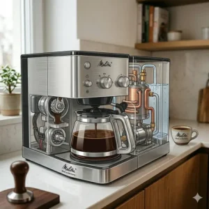 A classic glass carafe drip style machine highlighting the traditional design of coffee makers made in germany.