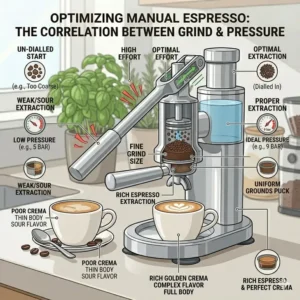 A complete barista setup featuring essential accessories displayed alongside the best manual espresso maker.
