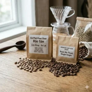 Specialty coffee bags containing the best pour over coffee beans from famous high-altitude regions.