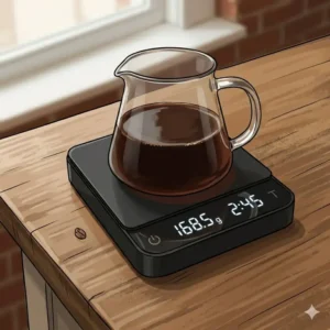 A manual burr grinder designed to complement professional pour over coffee accessories.