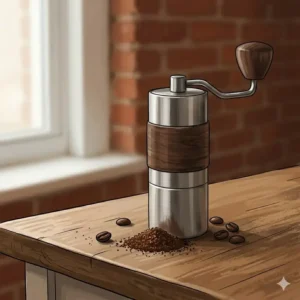 A classic white ceramic dripper and glass server from the collection of pour over coffee accessories.