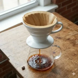 A digital thermometer used to calibrate water temperature for pour over coffee accessories.