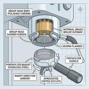 Illustration of a glass carafe sitting on the hot warming plate coffee brewer parts.