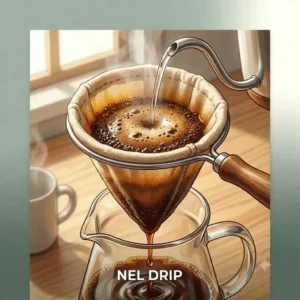 Traditional japanese coffee maker utilizing a fabric nel cloth filter for a rich, manual pour-over brew.